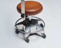 Leather and Steel Professional Assistant Stool Europe Late 20th C - 4828391