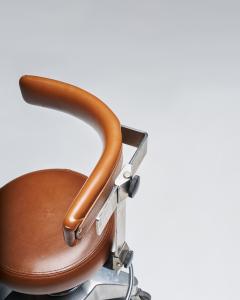 Leather and Steel Professional Assistant Stool Europe Late 20th C - 4828393