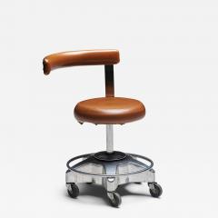 Leather and Steel Professional Assistant Stool Europe Late 20th C - 4828941