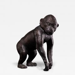 Leather walking Monkey Statue with Glass eyes - 4306172