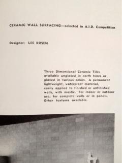 Lee Rosen Exceptional Rare Framed Lee Rosen Architectural Tiles - 3439474