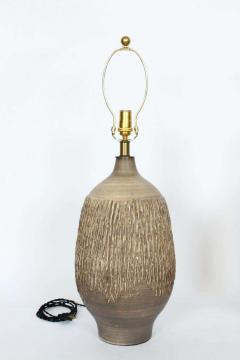 Lee Rosen Large Pair Lee Rosen for Design Technics Textured Taupe Pottery Lamps - 2845334