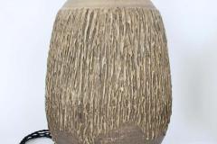 Lee Rosen Large Pair Lee Rosen for Design Technics Textured Taupe Pottery Lamps - 2845336