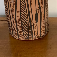 Lee Rosen Lee Rosen for Design Technics Terracotta Colored Lamp with Incised Black Design - 2508615