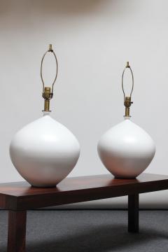 Lee Rosen Pair of Oversized White Ceramic Table Lamps by Lee Rosen for Design Technics - 2546869