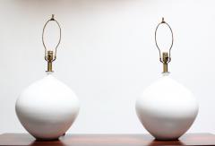 Lee Rosen Pair of Oversized White Ceramic Table Lamps by Lee Rosen for Design Technics - 2546871