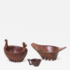 Lee Swennes Unique Lee Swennes Studio Set of Two Large Bowl and Cup in Walnut US 1960s - 677943