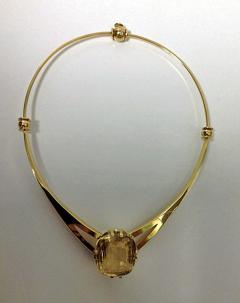 Leif Bergmark Signed Leif Bergmark Gold Citrine Necklace Sweden - 58458