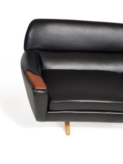 Leif Hansen Black Leather Mid century Danish Sofa - 2703846