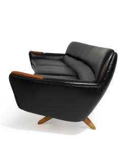 Leif Hansen Black Leather Mid century Danish Sofa - 2703847