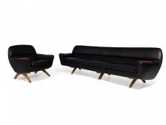 Leif Hansen Black Leather Mid century Danish Sofa - 2703852