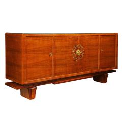 Leleu Style 4 Door Credenza with Pewter and Bronze Ribbon Inlays 1940s - 2165653