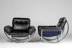 Lennart Bender Pair of Leather and Chrome Armchairs Wibro by Lennart Bender 1968 - 847367