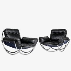 Lennart Bender Pair of Leather and Chrome Armchairs Wibro by Lennart Bender 1968 - 847374