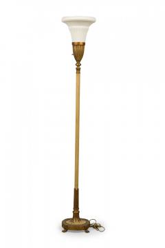 Lenox Art Deco Style Brass and Bone China Floor Lamp Torchiere - 4665647