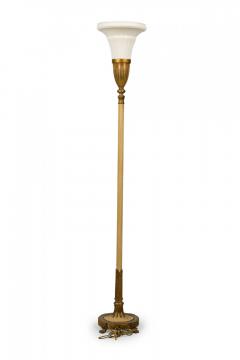 Lenox Art Deco Style Brass and Bone China Floor Lamp Torchiere - 4665648
