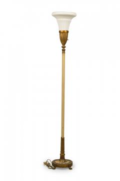 Lenox Art Deco Style Brass and Bone China Floor Lamp Torchiere - 4665649