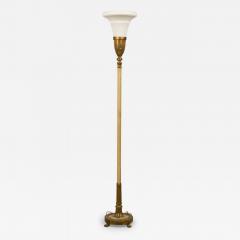 Lenox Art Deco Style Brass and Bone China Floor Lamp Torchiere - 4728993