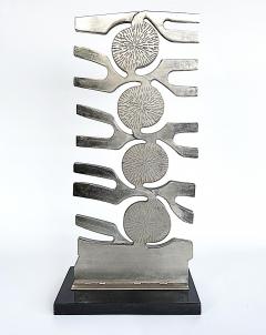 Leo Amino 1980s Vintage Forged Brutalist Abstract Stainless Sculpture Style of Leo Amino - 4486751