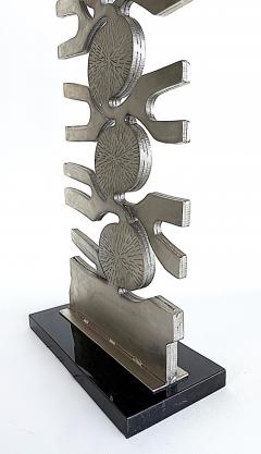 Leo Amino 1980s Vintage Forged Brutalist Abstract Stainless Sculpture Style of Leo Amino - 4486754