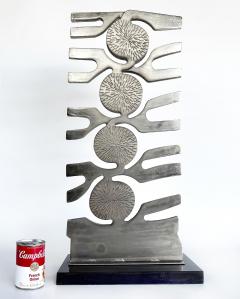 Leo Amino 1980s Vintage Forged Brutalist Abstract Stainless Sculpture Style of Leo Amino - 4486757