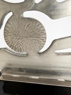 Leo Amino 1980s Vintage Forged Brutalist Abstract Stainless Sculpture Style of Leo Amino - 4614922