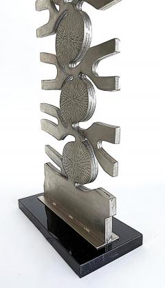 Leo Amino 1980s Vintage Forged Brutalist Abstract Stainless Sculpture Style of Leo Amino - 4614925