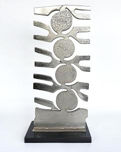 Leo Amino 1980s Vintage Forged Brutalist Abstract Stainless Sculpture Style of Leo Amino - 4615353