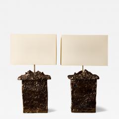 Leo Nataf Pair of Glazed Ceramic Table Lamps by Leo Nataf - 4713943