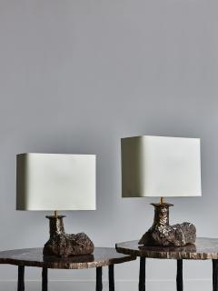 Leo Nataf Pair of Lava Stone and Ceramic Table Lamps by Leo Nataf - 2126730