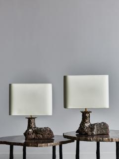 Leo Nataf Pair of Lava Stone and Ceramic Table Lamps by Leo Nataf - 2126731