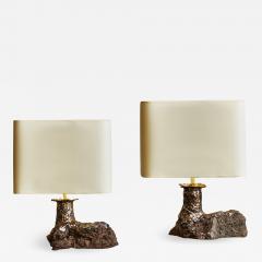 Leo Nataf Pair of Lava Stone and Ceramic Table Lamps by Leo Nataf - 2127167