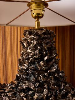 Leo Nataf Pair of Sculptural Glazed Ceramic and Lava RockTable Lamps by Leo Nataf - 4693125