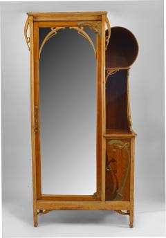 Leon Benouville French Art Nouveau Maple and Inlaid Armoire Cabinet - 465210