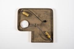 Leon Calderi 1970s polished bronze abstract sconces attributed to Leon Calderi - 2945574
