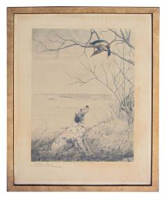 Leon Danchin A French engraving signed Setter et Canard Branche by Leon Danchin - 949561