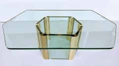 Leon Rosen 1960s Elongated Hexoganal Leon Rosen Pace Coffee Table in Brass and Glass - 4451833