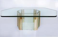 Leon Rosen 1960s Elongated Hexoganal Leon Rosen Pace Coffee Table in Brass and Glass - 4451958