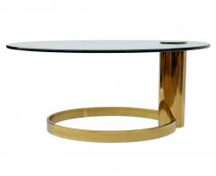 Leon Rosen Floating Mid Century Modern Leon Rosen for Pace Round Glass Brass Cocktail Table - 4333740