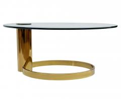 Leon Rosen Floating Mid Century Modern Leon Rosen for Pace Round Glass Brass Cocktail Table - 4333742