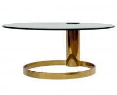 Leon Rosen Floating Mid Century Modern Leon Rosen for Pace Round Glass Brass Cocktail Table - 4333744