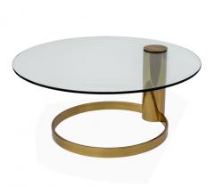 Leon Rosen Floating Mid Century Modern Leon Rosen for Pace Round Glass Brass Cocktail Table - 4333745