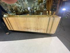 Leon Rosen HIGH END MODERN EXOTIC WOOD AND BRASS AND GLASS SIDEBOARD BY LEON ROSEN - 1309143