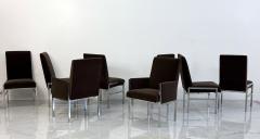 Leon Rosen Leon Rosen Chrome Dining Chairs Set of 8 Rohleder Chocolate Velvet 1970s - 4789247