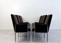 Leon Rosen Leon Rosen Chrome Dining Chairs Set of 8 Rohleder Chocolate Velvet 1970s - 4789249