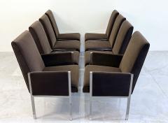 Leon Rosen Leon Rosen Chrome Dining Chairs Set of 8 Rohleder Chocolate Velvet 1970s - 4789250