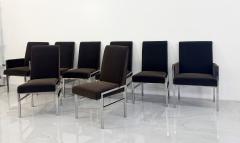 Leon Rosen Leon Rosen Chrome Dining Chairs Set of 8 Rohleder Chocolate Velvet 1970s - 4789252