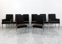 Leon Rosen Leon Rosen Chrome Dining Chairs Set of 8 Rohleder Chocolate Velvet 1970s - 4789253