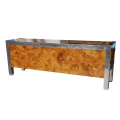 Leon Rosen Leon Rosen for Pace Collection Burled Wood and Chrome Credenza - 2676294