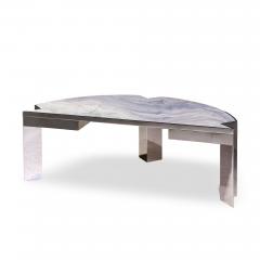 Leon Rosen Leon Rosen for Pace Collection Mezzaluna Mid Century Chrome and Stone Desk - 4569871